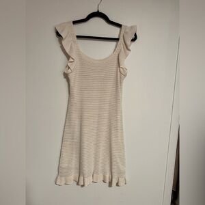 Anthropologie Ivory Textured Knit mini dress